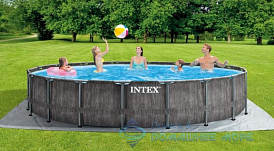 Каркасный бассейн INTEX Prism Frame Grey Wood Premium (круг) 5.49 х 1.22 м ; артикул 26744