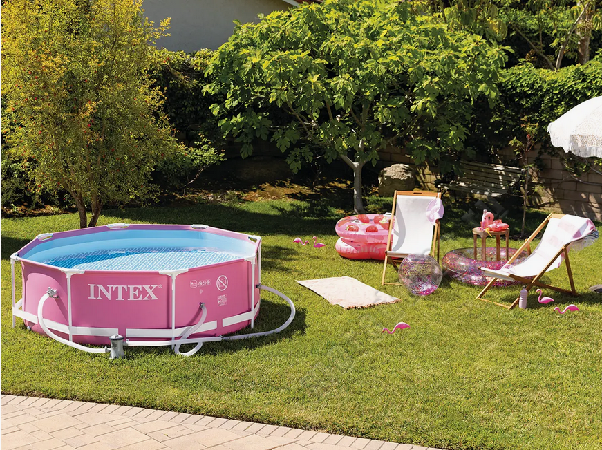 Каркасный бассейн INTEX Pink Metal Frame (круг) 2.44 х 0.76 м ; артикул 28290