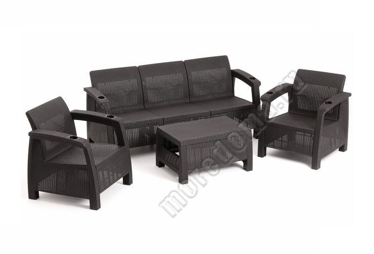 Комплект мебели "Ротанг" диван 3-х местный + 2 кресла + стол ; артикул 7870