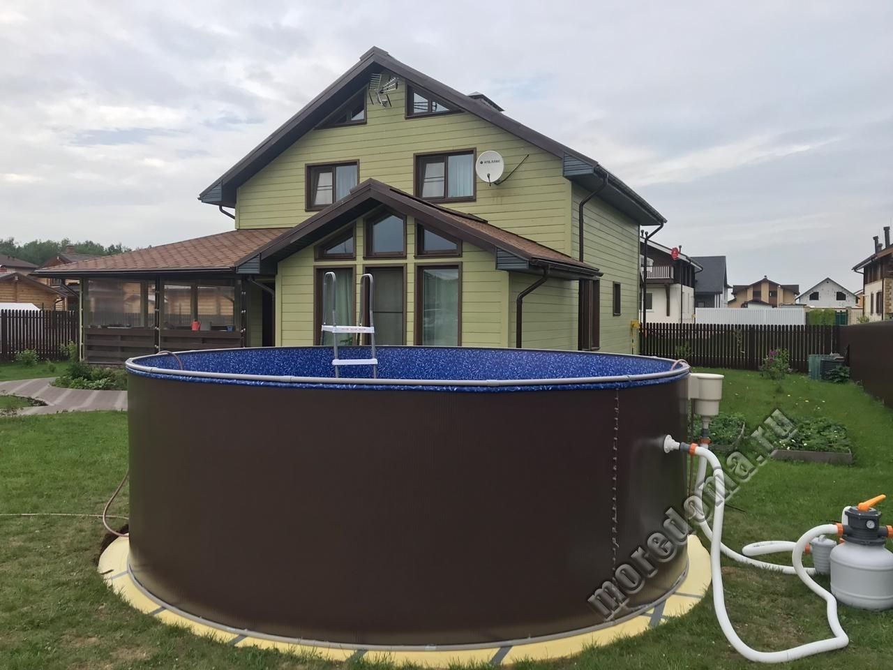 Бассейн Лагуна 5,5 х 1,25м (врезной скиммер + форсунка) арт.55011 / 2 - коричневый, пленка мрамор 0,6мм