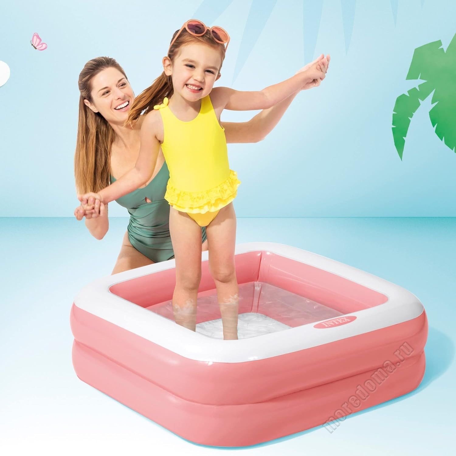 Детский бассейн INTEX "Игровая коробка" Розовый 86 х 86 х 25 см  ; артикул 57100