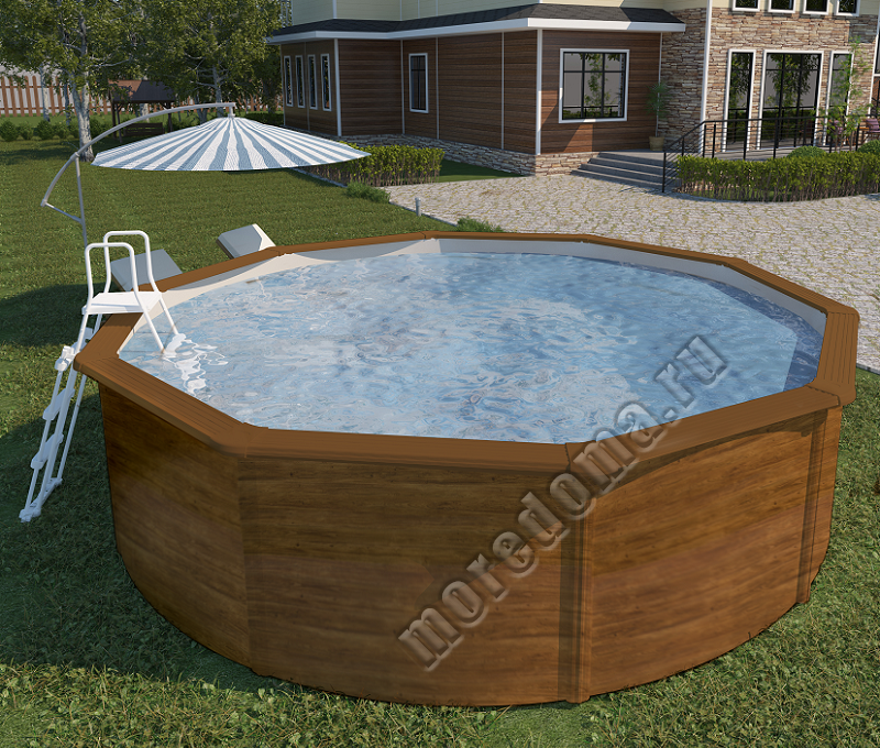 Каркасный бассейн MAGIC POOL 4.6 х 1.32 - дерево (полная комплектация) ; артикул KITPR4613WB