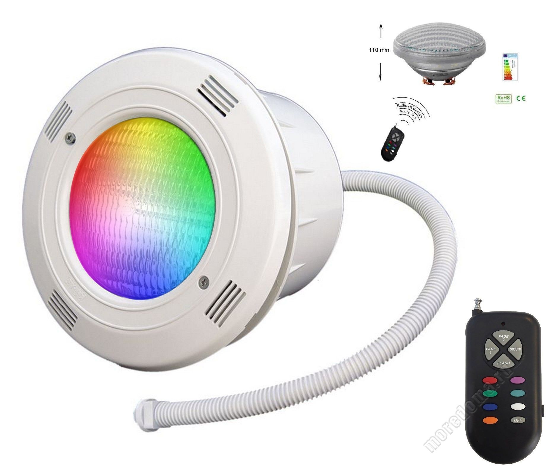 Прожектор AquaViva (LED лампа PAR56 -25Вт RGB с латунными вставками c пультом управления), арт. NP-RGBP