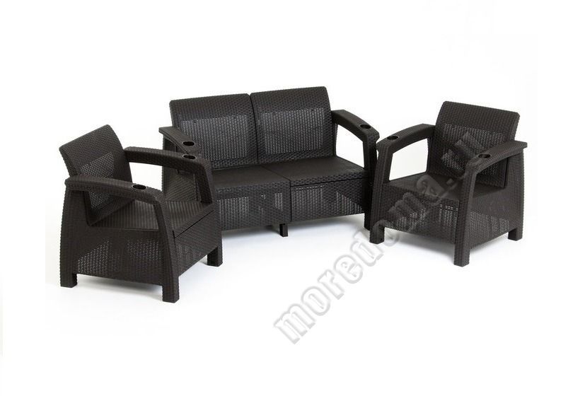 Комплект мебели "Ротанг" диван 2-х местный + 2 кресла ; артикул 7860
