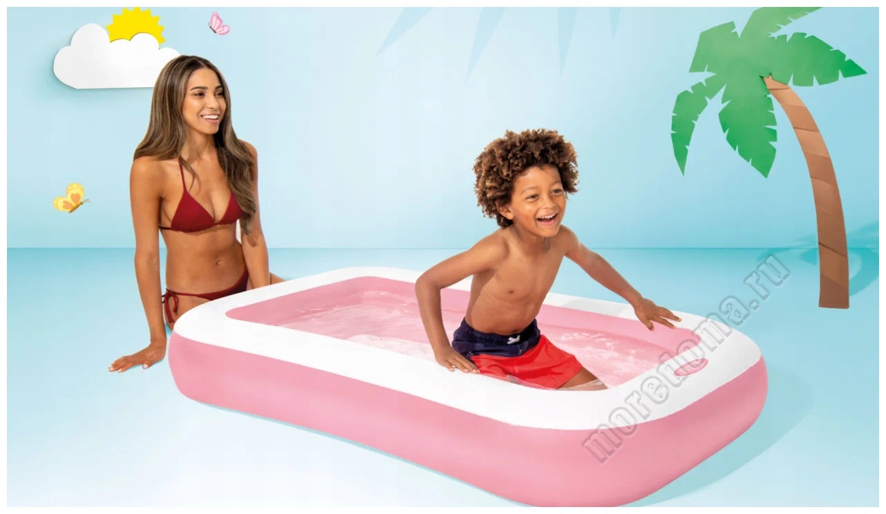 Детский бассейн INTEX "Розовый" 166 х 100 х 25 см ; артикул 58423
