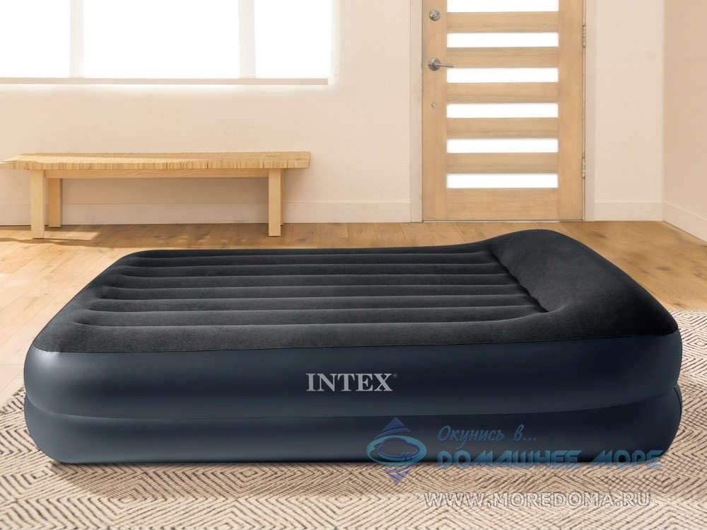 Кровать INTEX надувная 152 х 203 х 42 см , встроенный электрический насос ; арт.64124