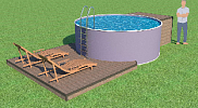 Комплект ДПК доски (+ комплект аксессуаров) для круглого бассейна 3,5 метра + техническое помещение
