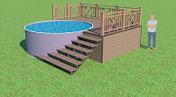 Готовые решения для круглых бассейнов + лестница ширина 1,2 метра