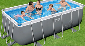 Каркасный бассейн Bestway Power Steel Rectangular 4.12 х 2.01 х 1.22 м ; артикул 56456